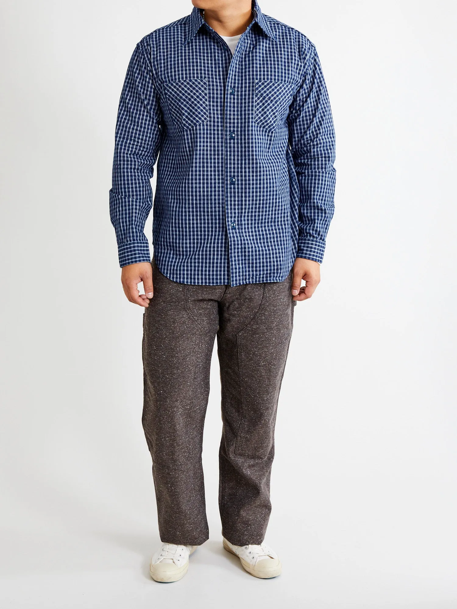 1940s Work Shirt in Indigo Check
