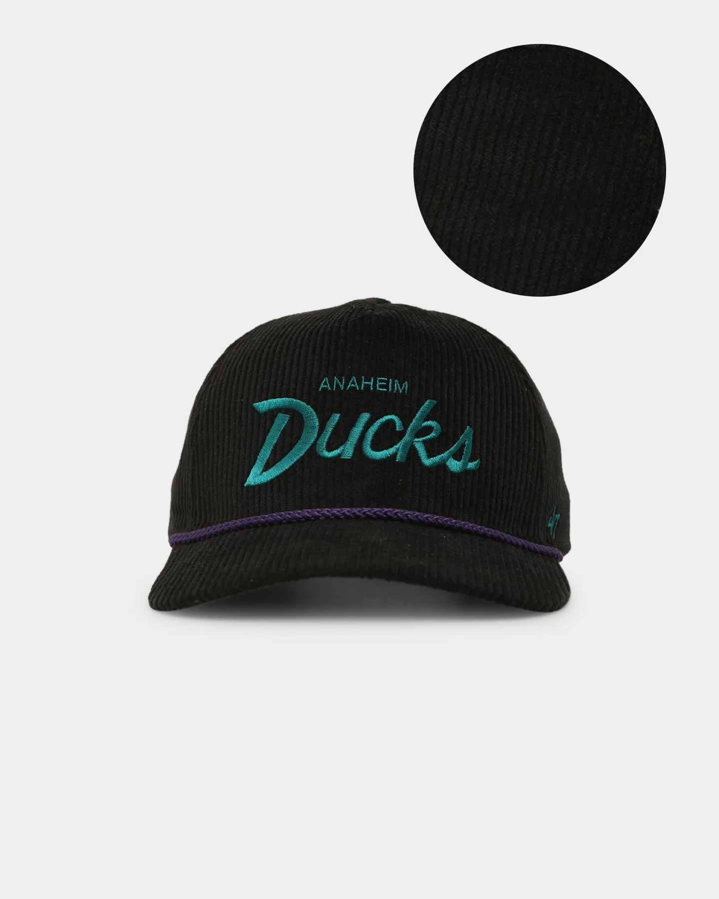47 Brand Anaheim Ducks NHL Team Script Corduroy Snapback Hat - Black