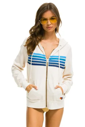 5 Stripe Zip Hoodie Vintage White/Blue