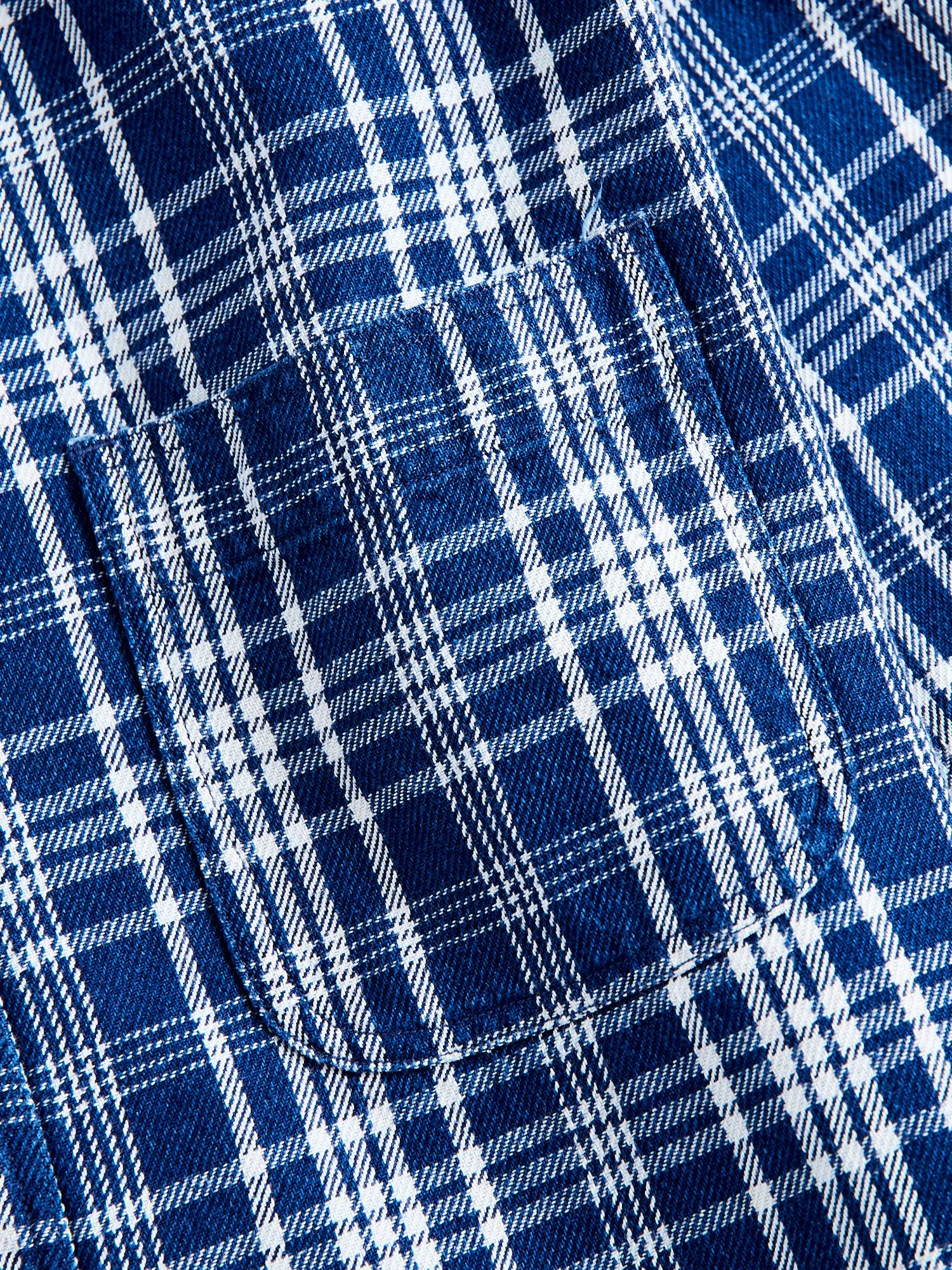 730WS Heavy Washed Flannel Shirt in Indigo Check
