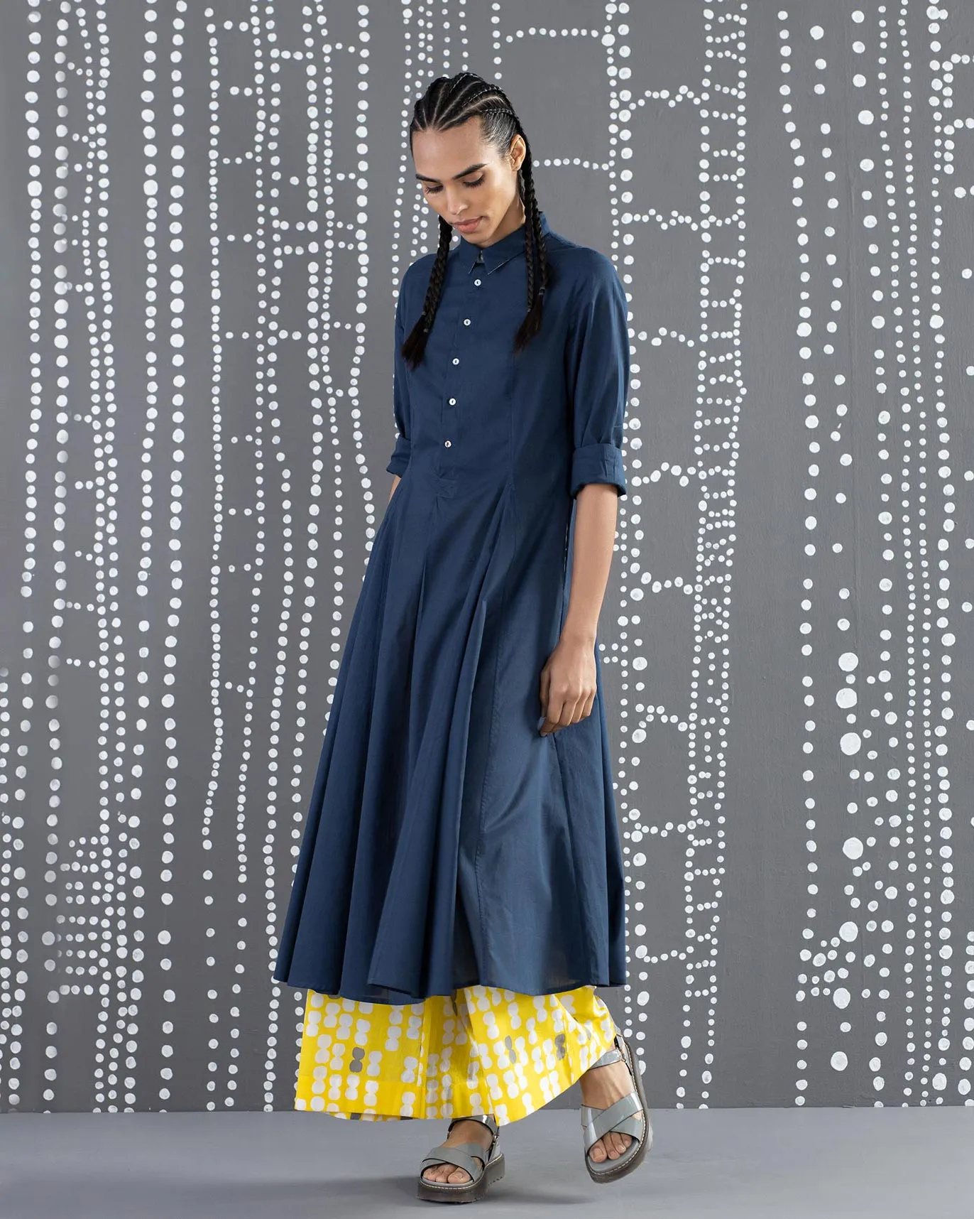 A-Line Gussette Kurta - Light Indigo