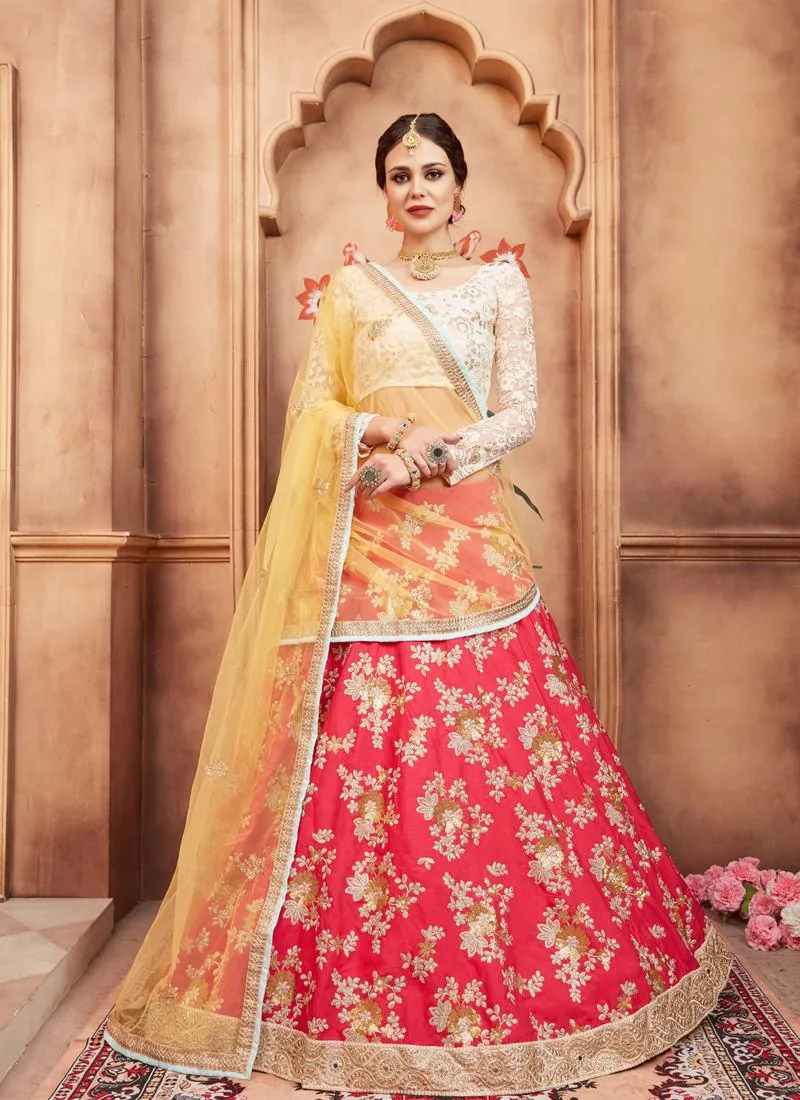 Admirable Pink Color Tafetta Silk Base Embroidred Designer Lehenga Choli