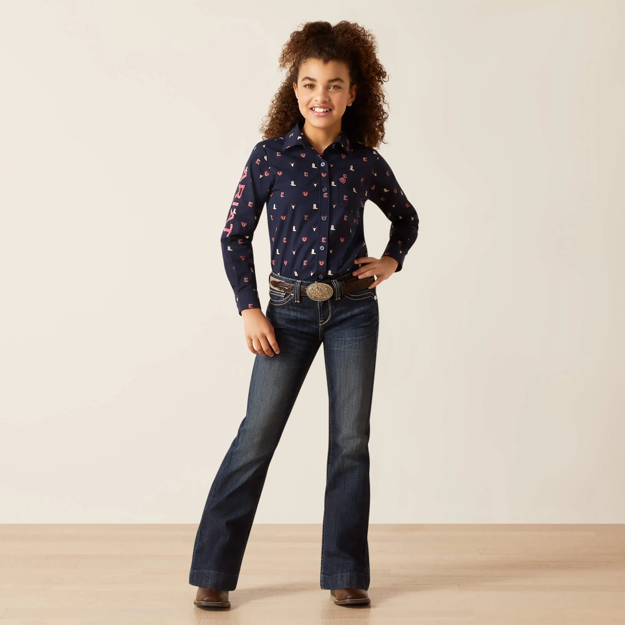 Ariat Girls Team Kirby Logo Long Sleeve Shirt Style 10046057