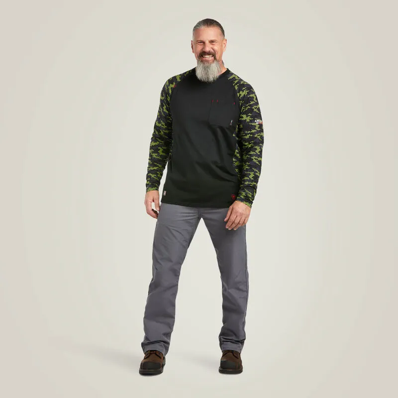 Ariat Mens FR Stretch Camo Baseball Long Sleeve T-Shirt Style 10039165