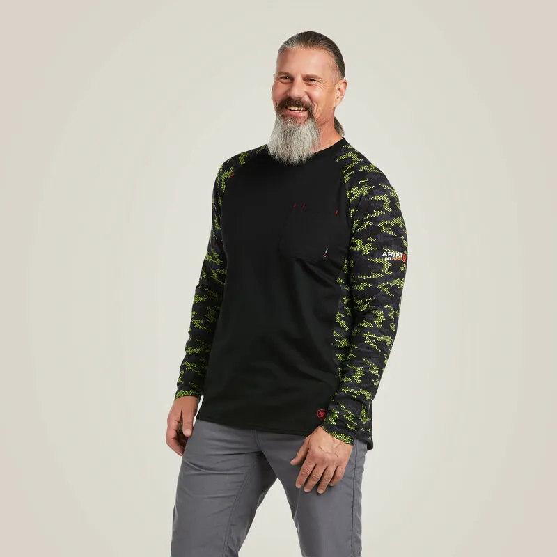 Ariat Mens FR Stretch Camo Baseball Long Sleeve T-Shirt Style 10039165