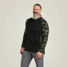 Ariat Mens FR Stretch Camo Baseball Long Sleeve T-Shirt Style 10039165