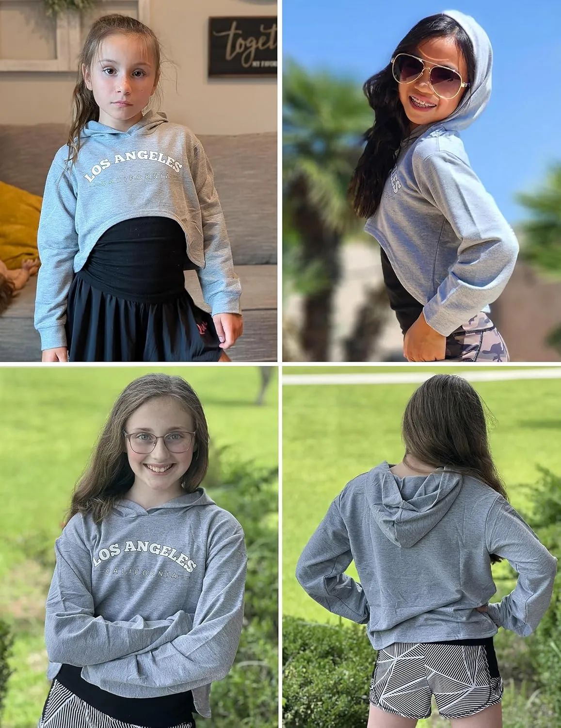 Arshiner Girls Cropped Sweatshirt Long Sleeve Shirts High Low Hem Crop Tops for Teens Kids Hoodies with Cami 5-14 Years