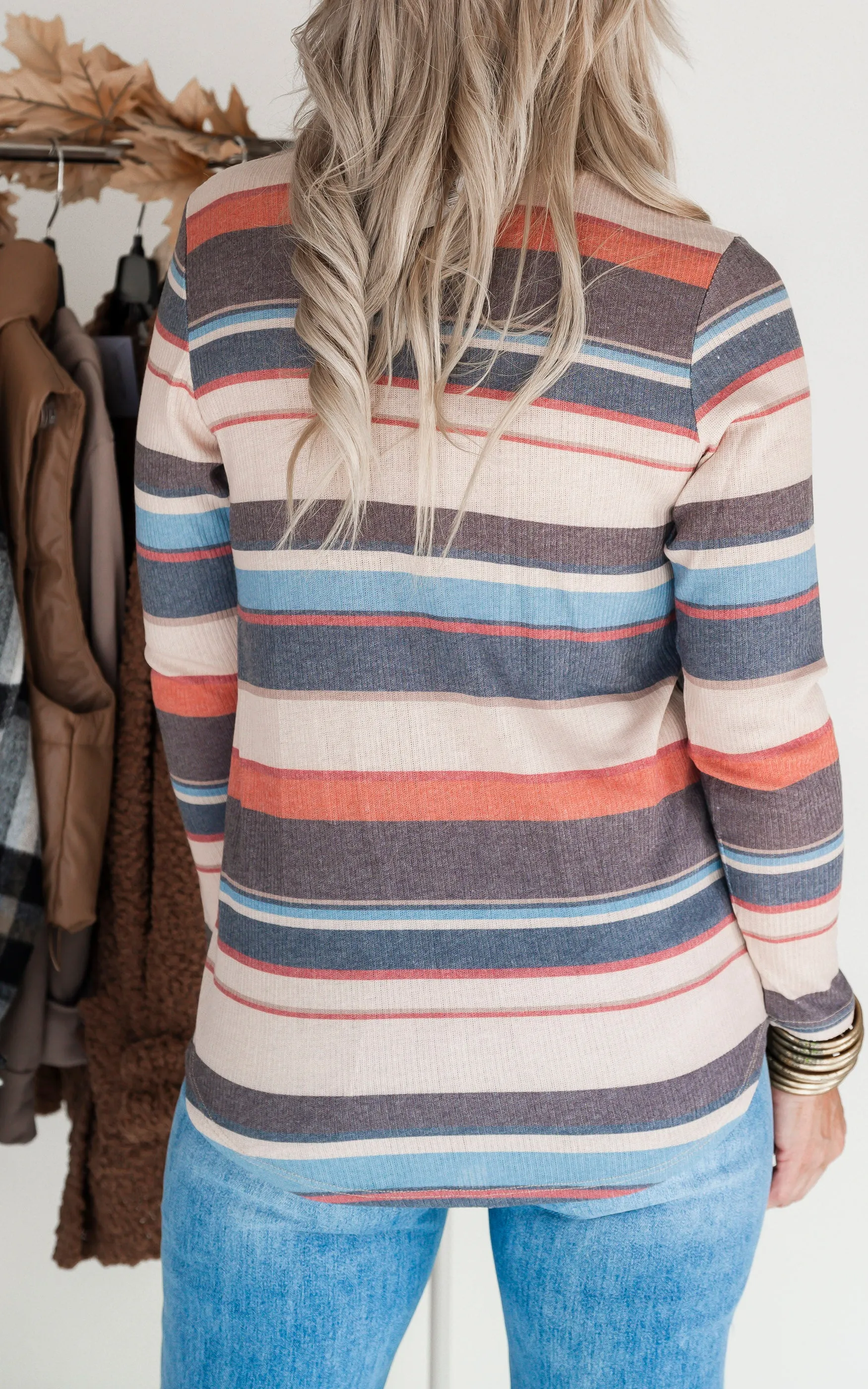 Autumn Hues Striped Long Sleeve Top