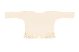 Baby & Girls Long Sleeve Fringe Top | Dark Sand