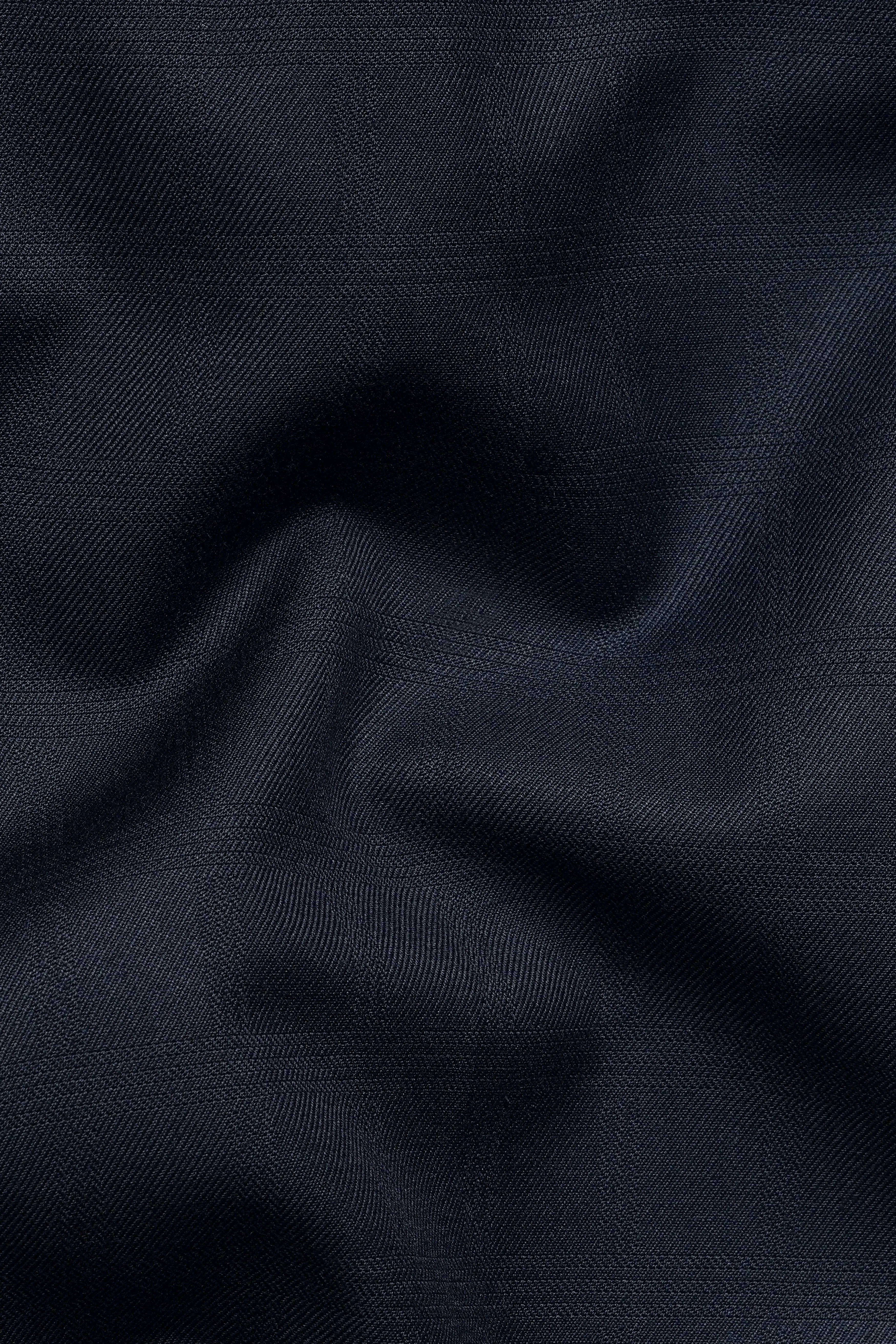 Baltic Blue Subtle Checkered Cross Placket Bandhgala Wool Rich Blazer