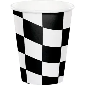 Bulk Black and White Check 9 oz Paper Cups (96 per Case)