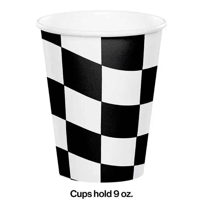 Bulk Black and White Check 9 oz Paper Cups (96 per Case)