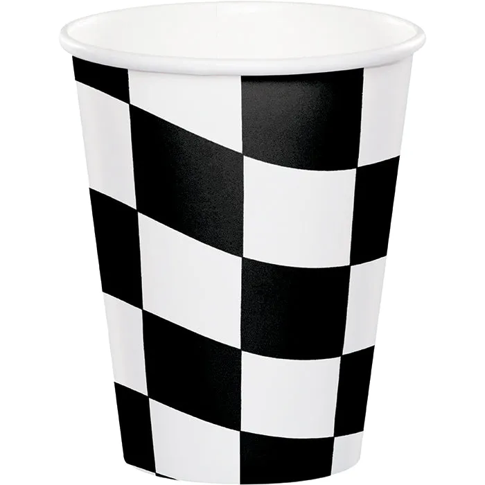 Bulk Black and White Check 9 oz Paper Cups (96 per Case)