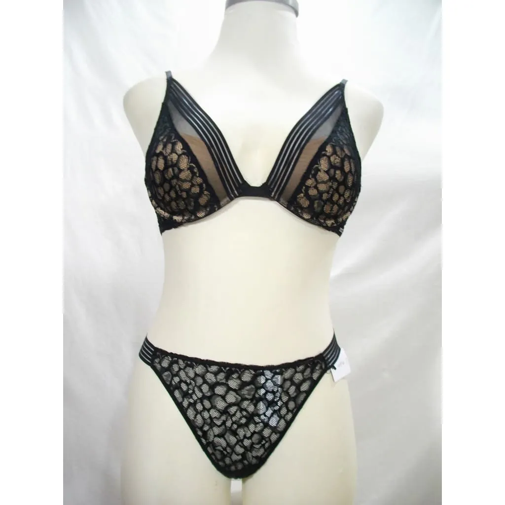 Calvin Klein QF4061 Vixen UW Bra 32D & QF4063 Lace Thong Set MEDIUM Black