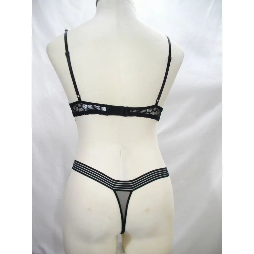 Calvin Klein QF4061 Vixen UW Bra 32D & QF4063 Lace Thong Set MEDIUM Black