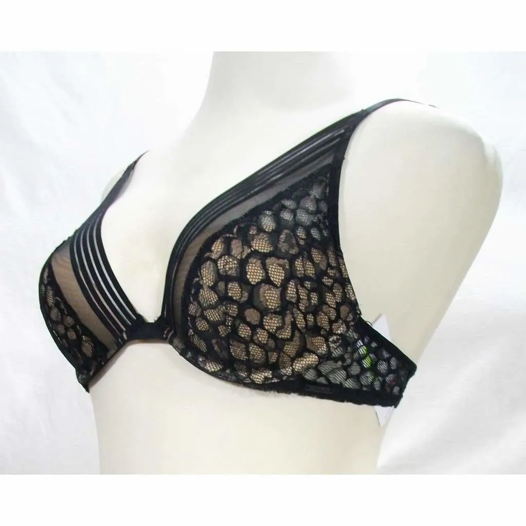 Calvin Klein QF4061 Vixen UW Bra 32D & QF4063 Lace Thong Set MEDIUM Black