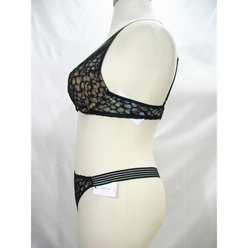 Calvin Klein QF4061 Vixen UW Bra 32D & QF4063 Lace Thong Set MEDIUM Black