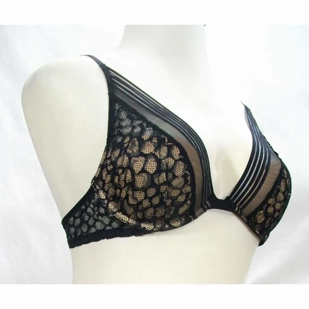Calvin Klein QF4061 Vixen UW Bra 32D & QF4063 Lace Thong Set MEDIUM Black