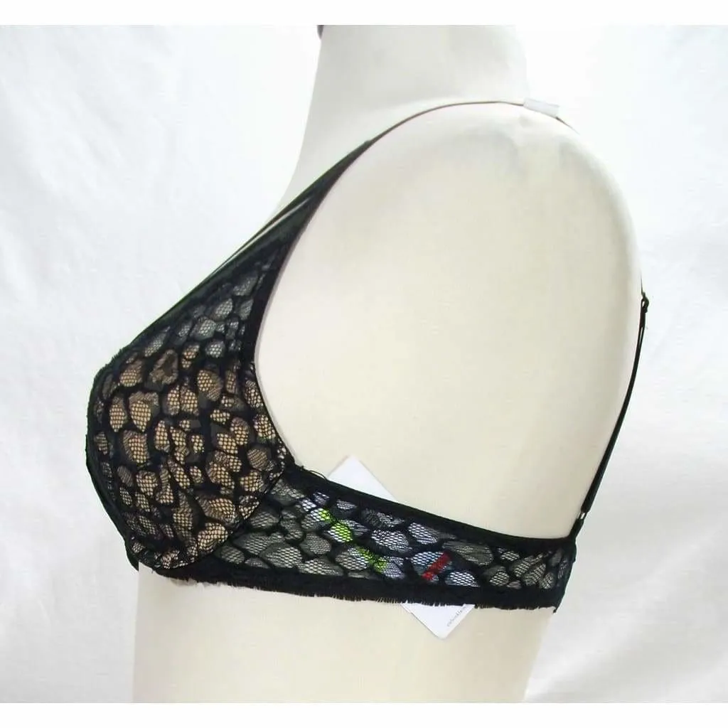 Calvin Klein QF4061 Vixen UW Bra 32D & QF4063 Lace Thong Set MEDIUM Black