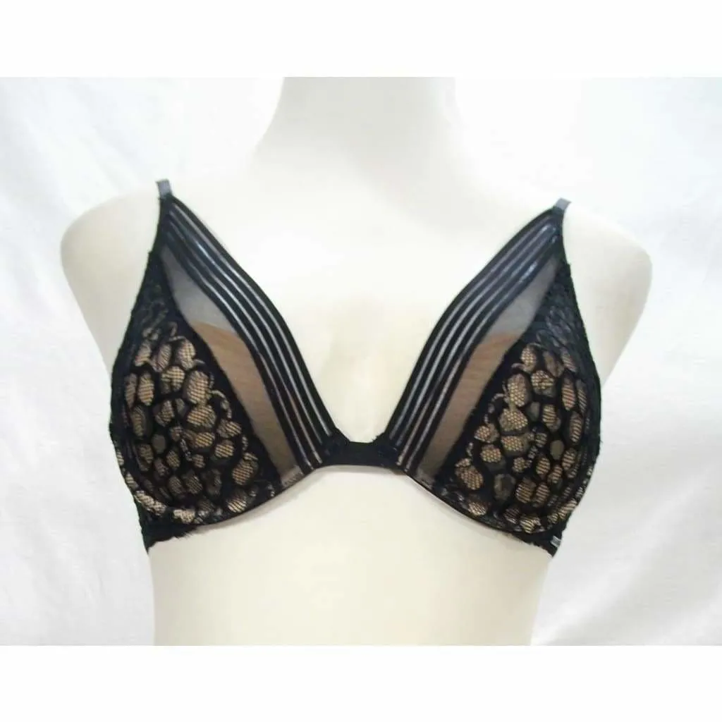 Calvin Klein QF4061 Vixen UW Bra 32D & QF4063 Lace Thong Set MEDIUM Black