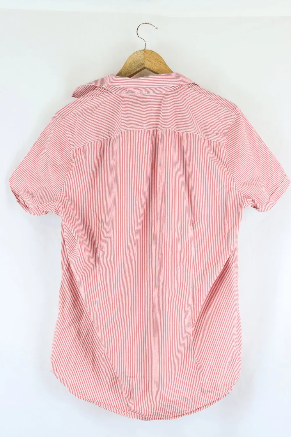 Calvin Klein Red And White Striped Short Sleeve Shirt L