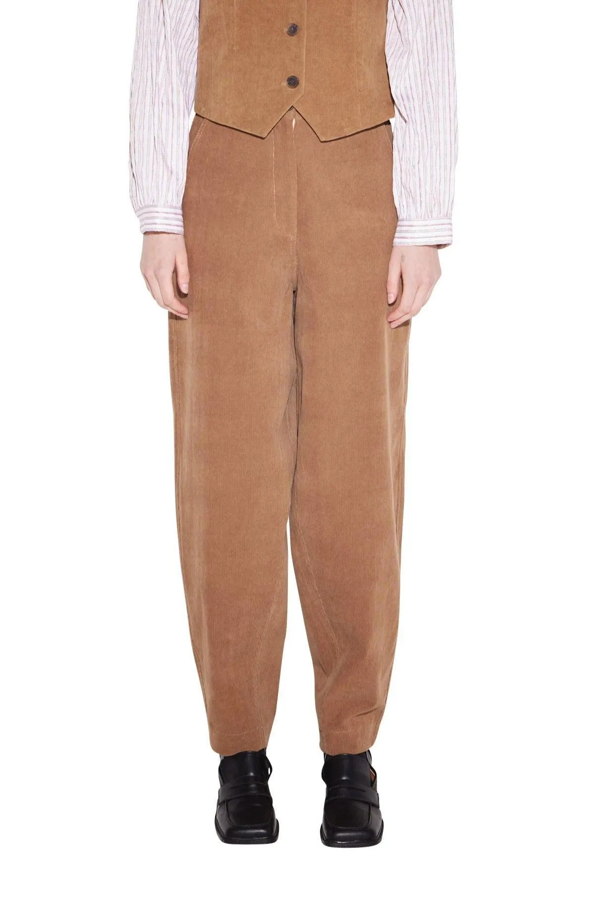 Camel Corduroy Rounded Pants