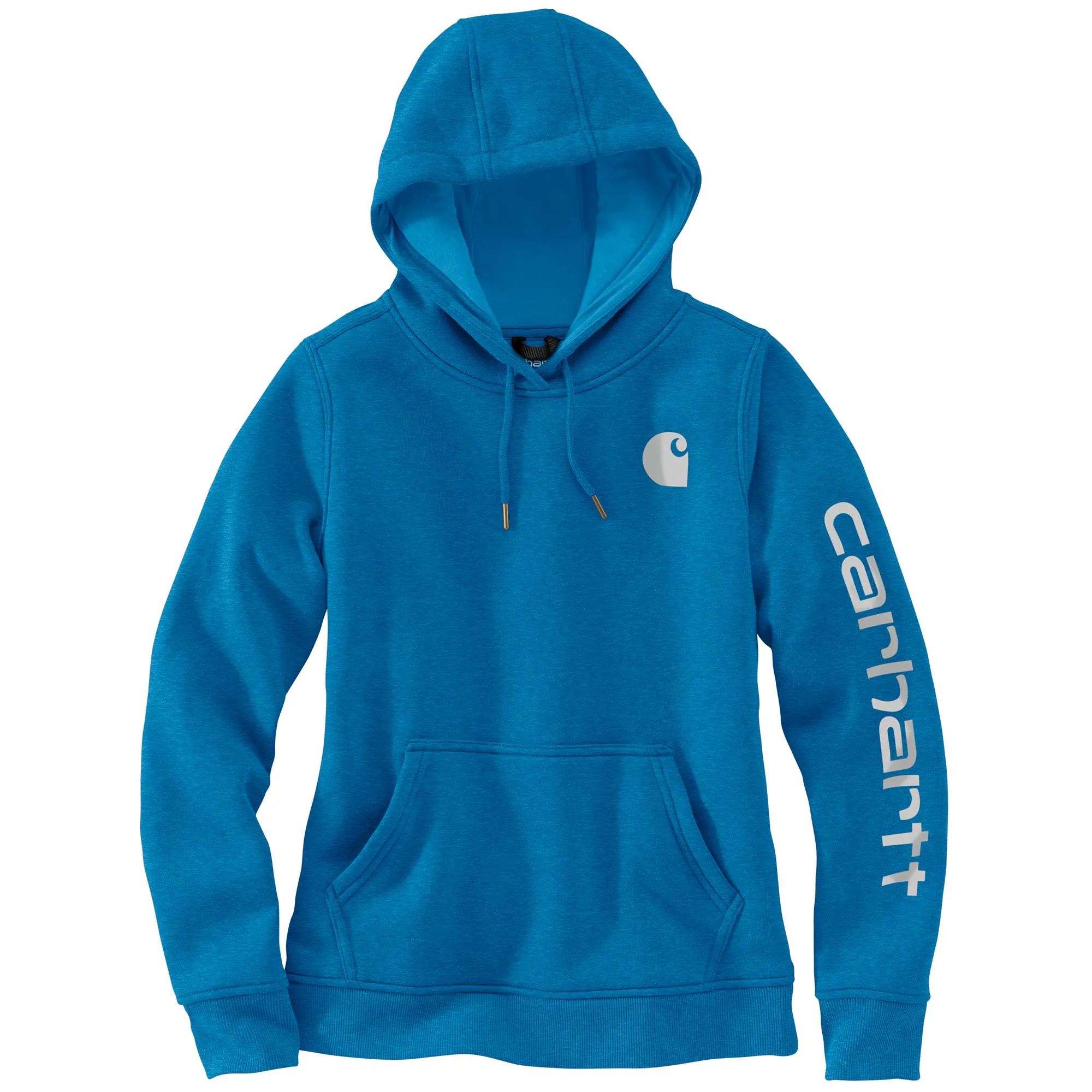 Carhartt Womens Clarksburg Graphic Sleeve Hoodie in Marine Blue - Cozy Casual Wear with Stylish Design