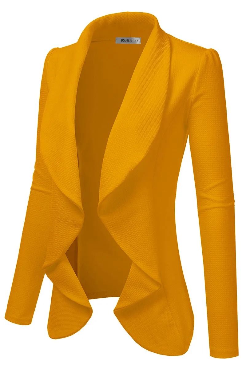 Classic Draped Open Front Blazer Jacket for Women with Plus Size