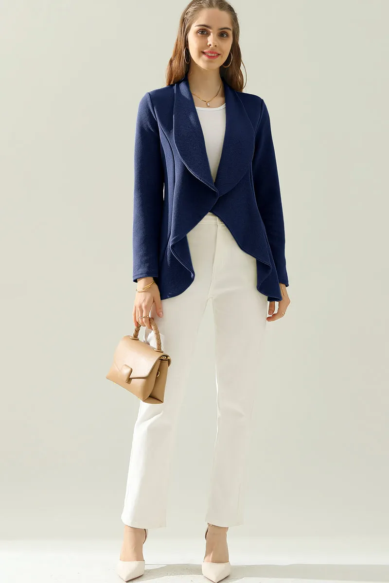 Classic Draped Open Front Blazer Jacket for Women with Plus Size