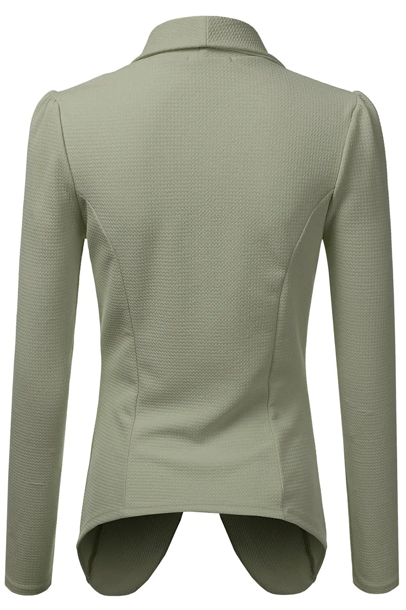 Classic Draped Open Front Blazer Jacket for Women with Plus Size