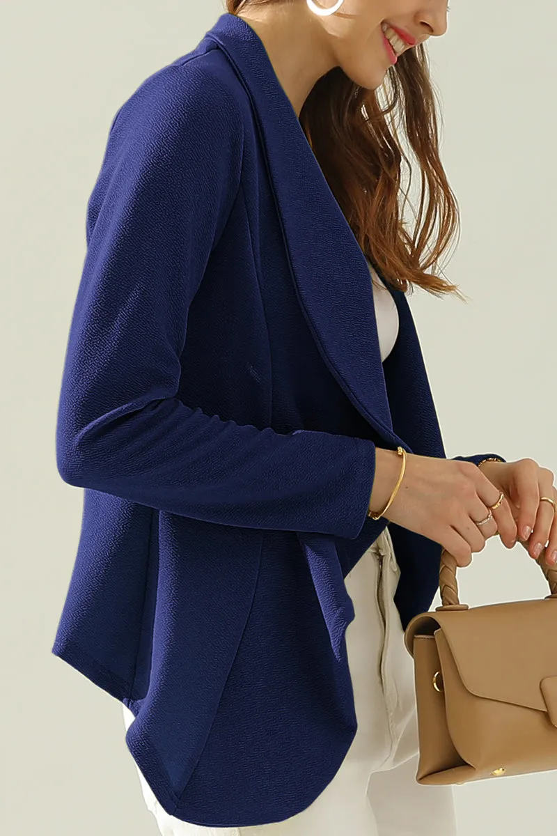 Classic Draped Open Front Blazer Jacket for Women with Plus Size