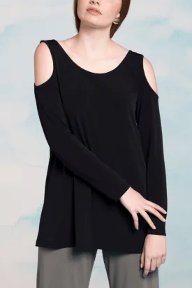 Elegant Cold Shoulder Longline Tunic Top for Women