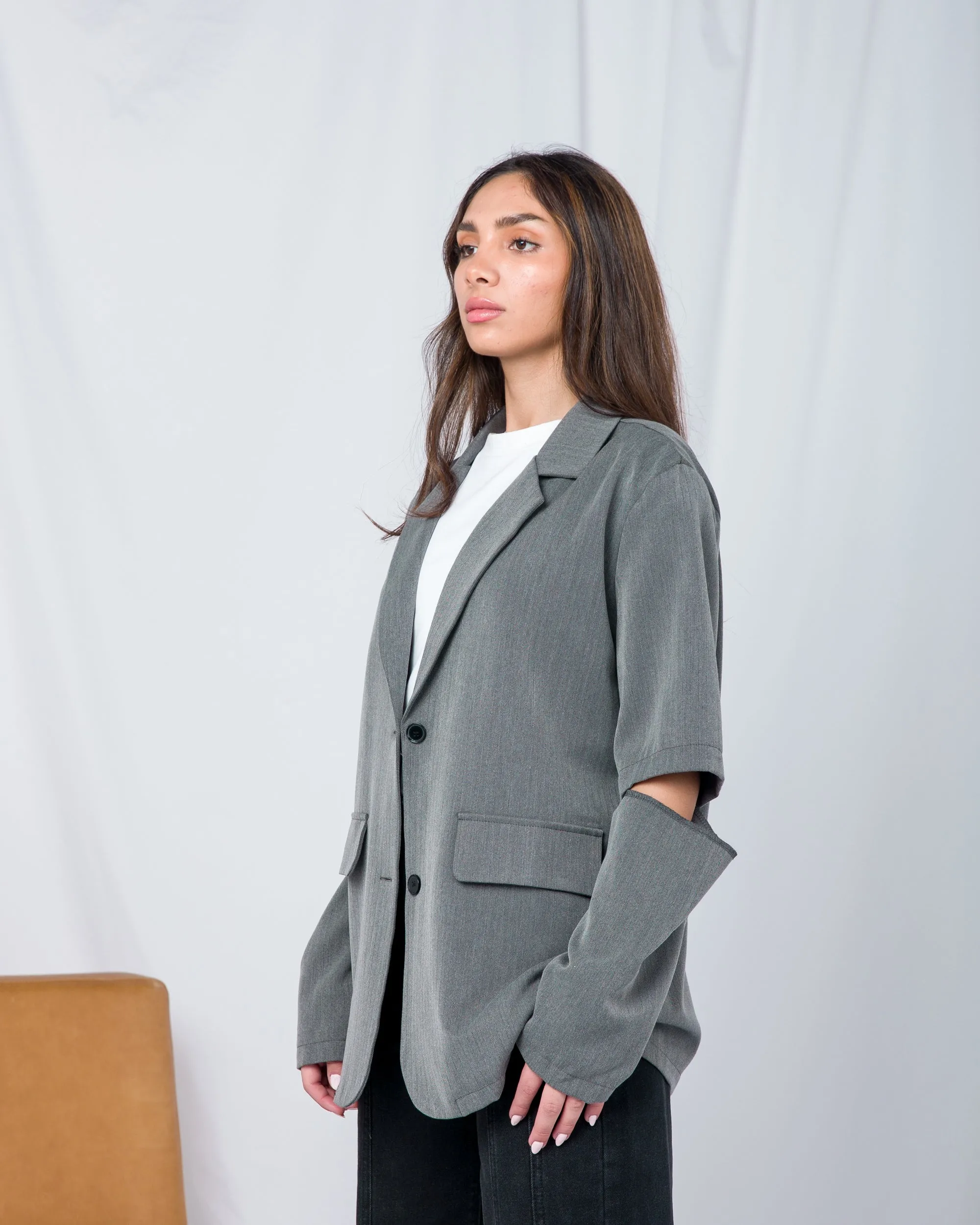 Dazy lapel neck cut out sleeve blazer 2681 - بليزر