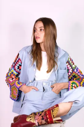 DENIM JACKET CROCHET SLEEVES VICKY