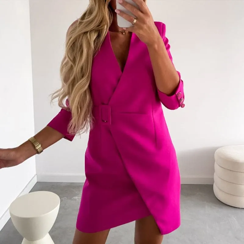 DressBetty - Fashion Solid Blazer Mini Dress