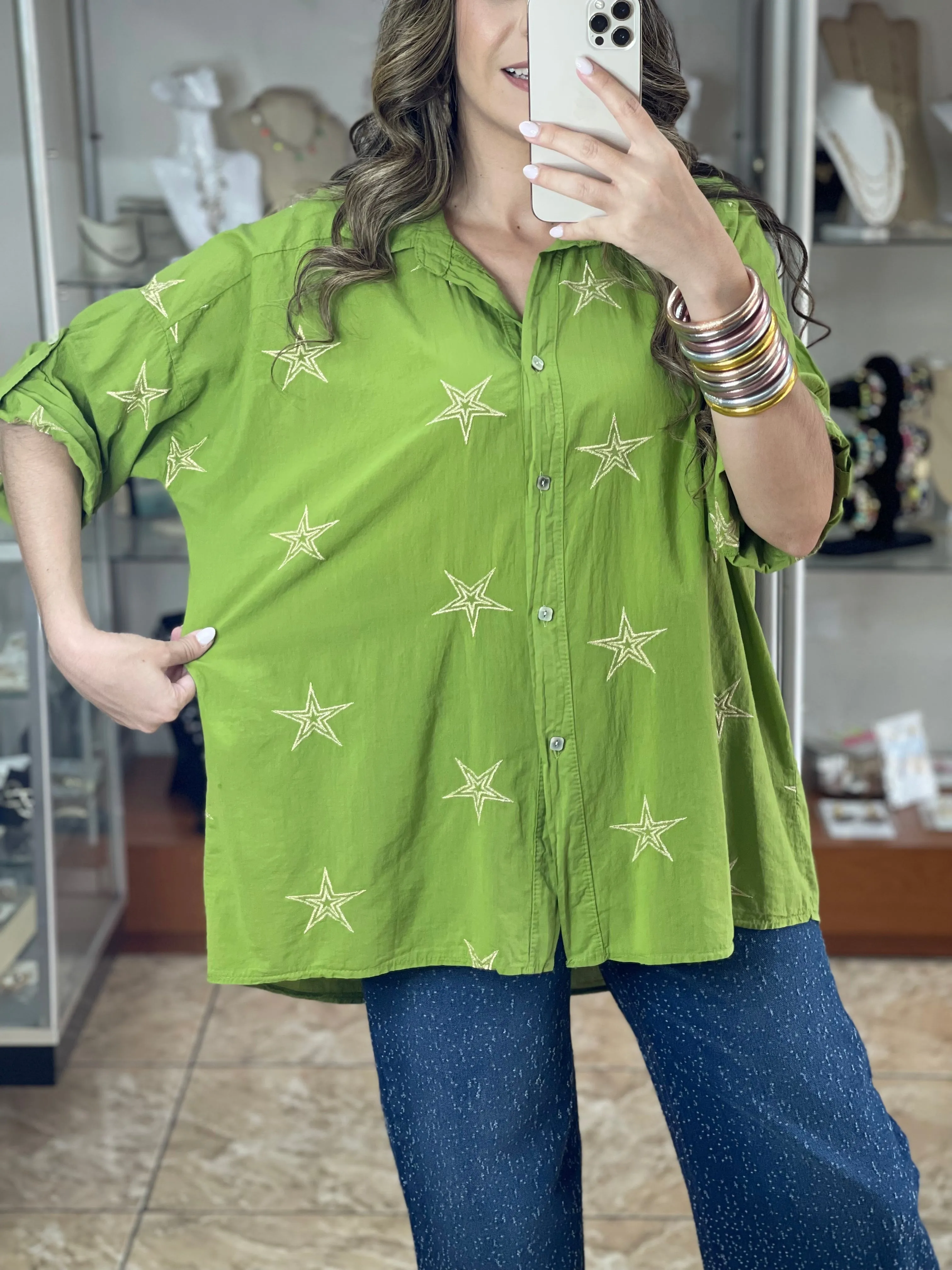 Embroidered Stars OS Top