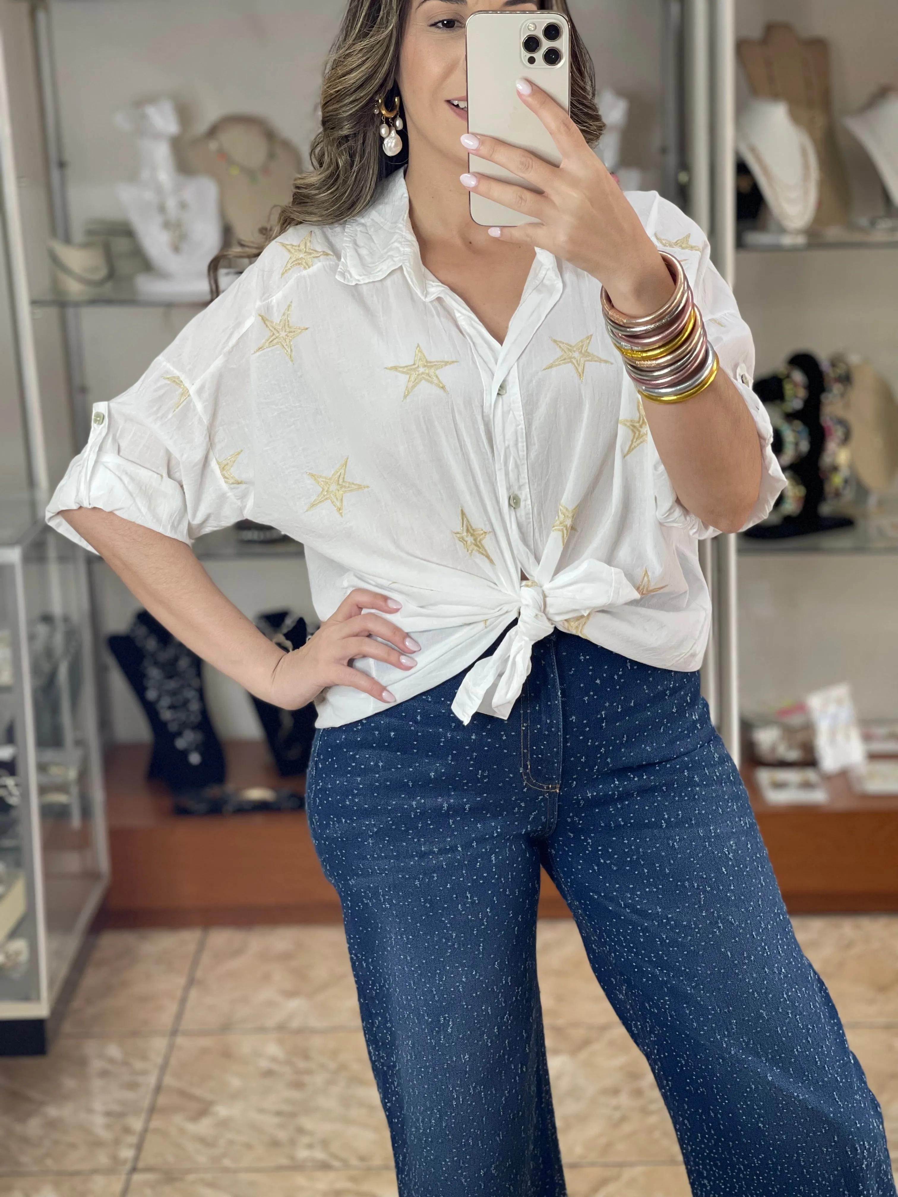 Embroidered Stars OS Top
