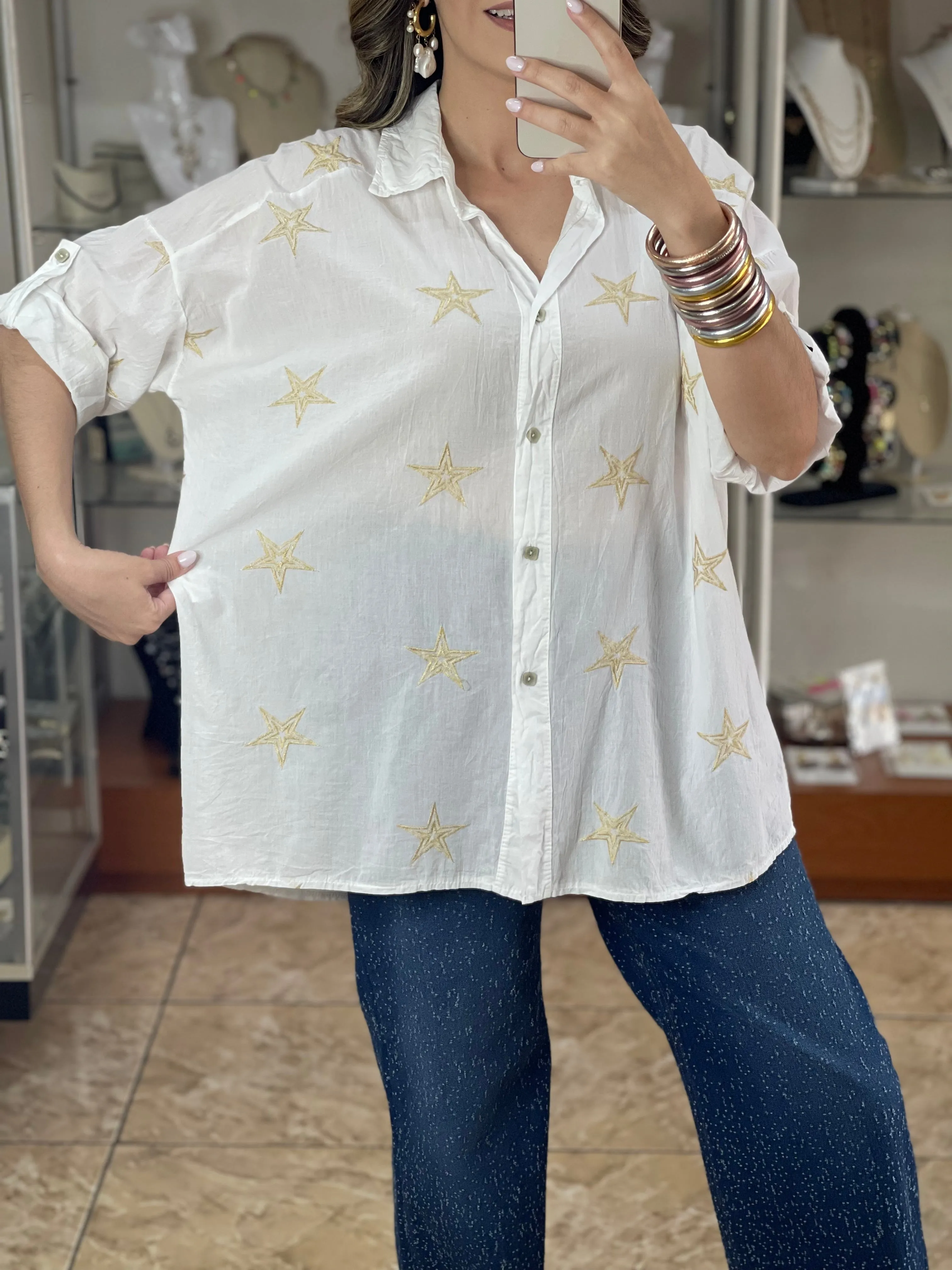 Embroidered Stars OS Top