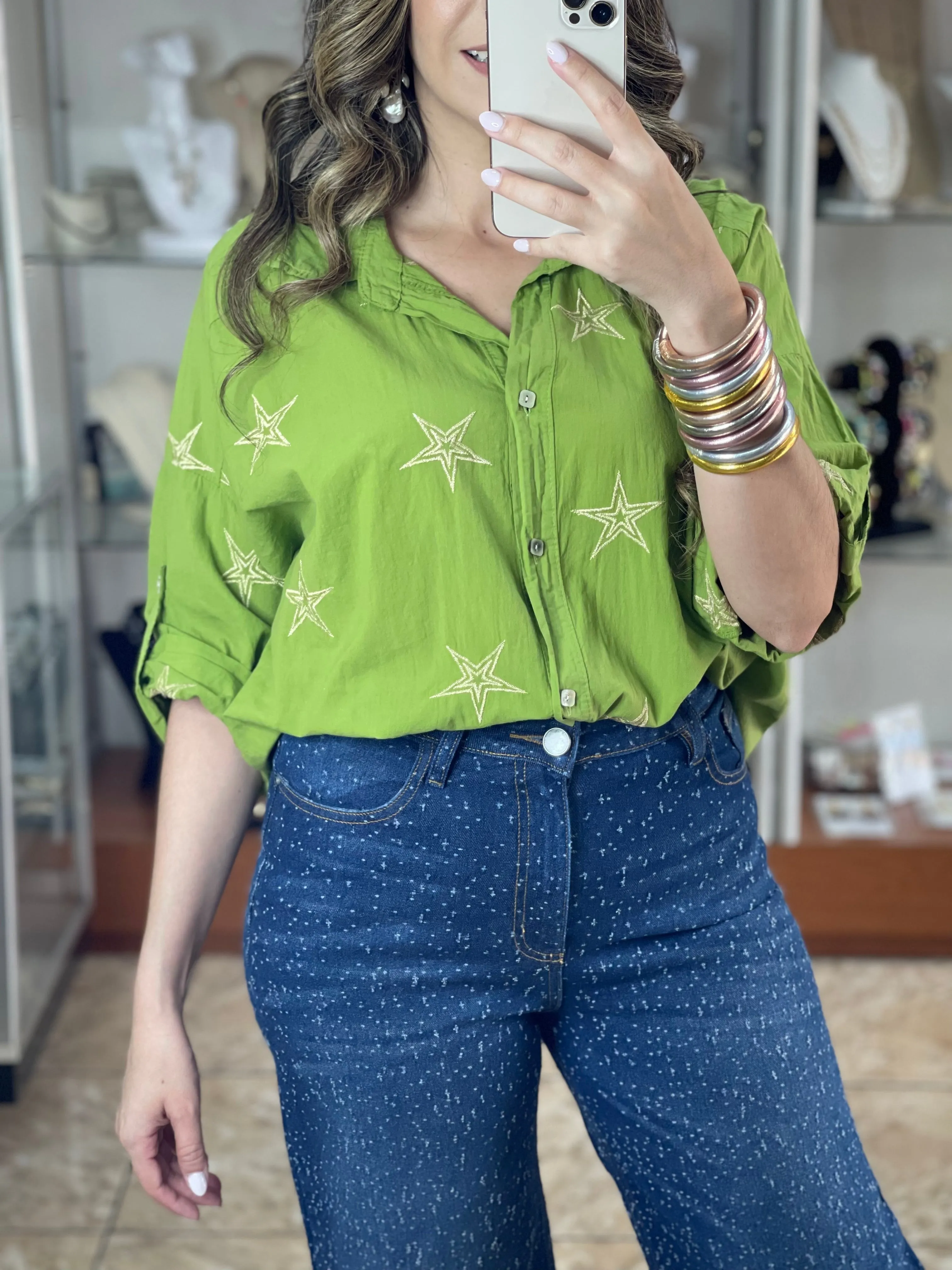Embroidered Stars OS Top