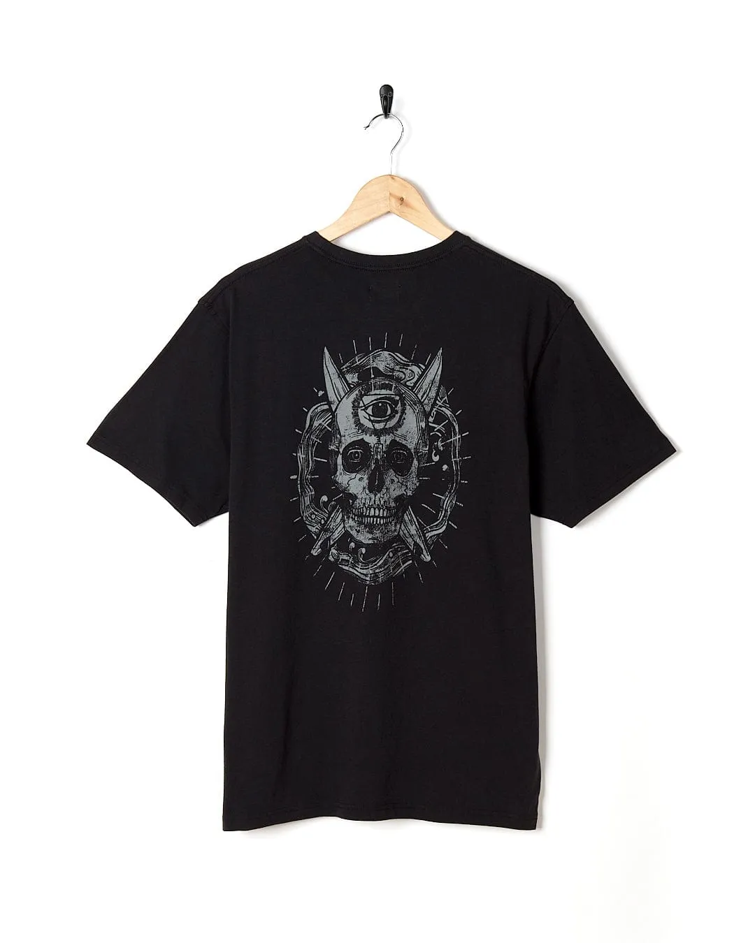 Eye Sea Waves - Mens Short Sleeve Stonewash T-shirt - Dark Grey