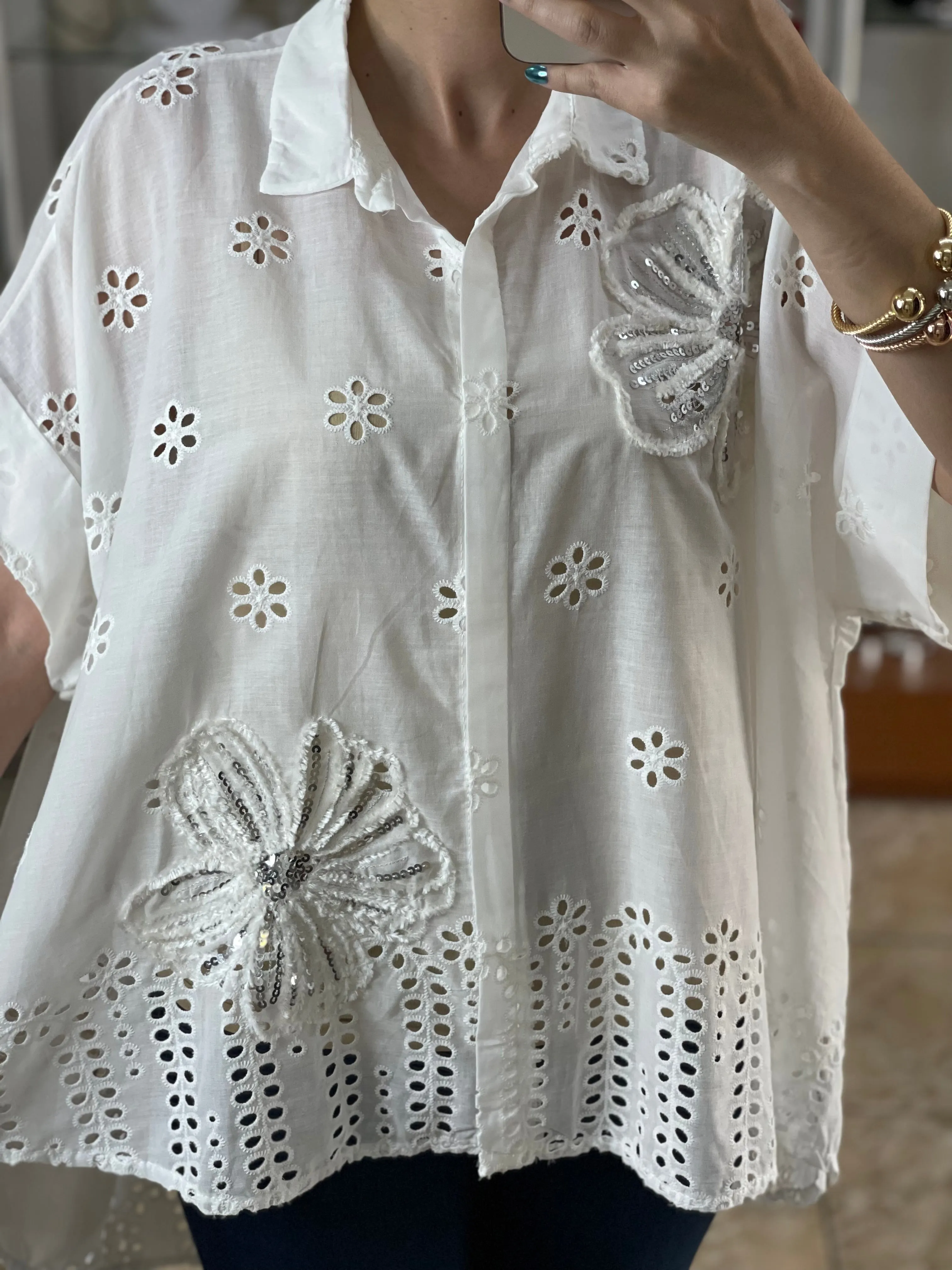 Floral Sequins Embroidered OS Top