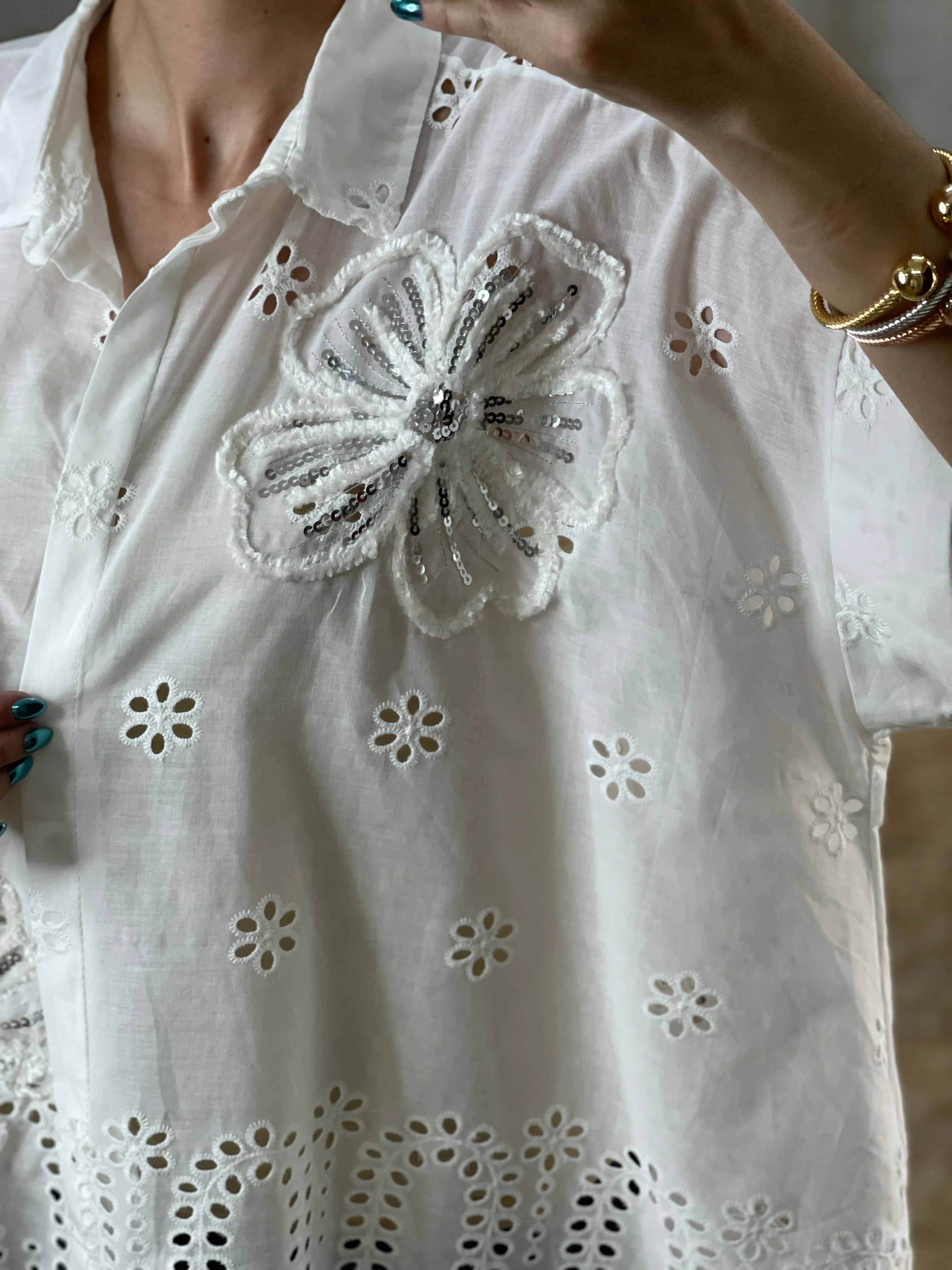 Floral Sequins Embroidered OS Top