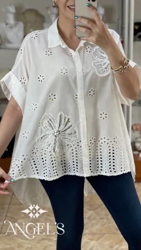 Floral Sequins Embroidered OS Top