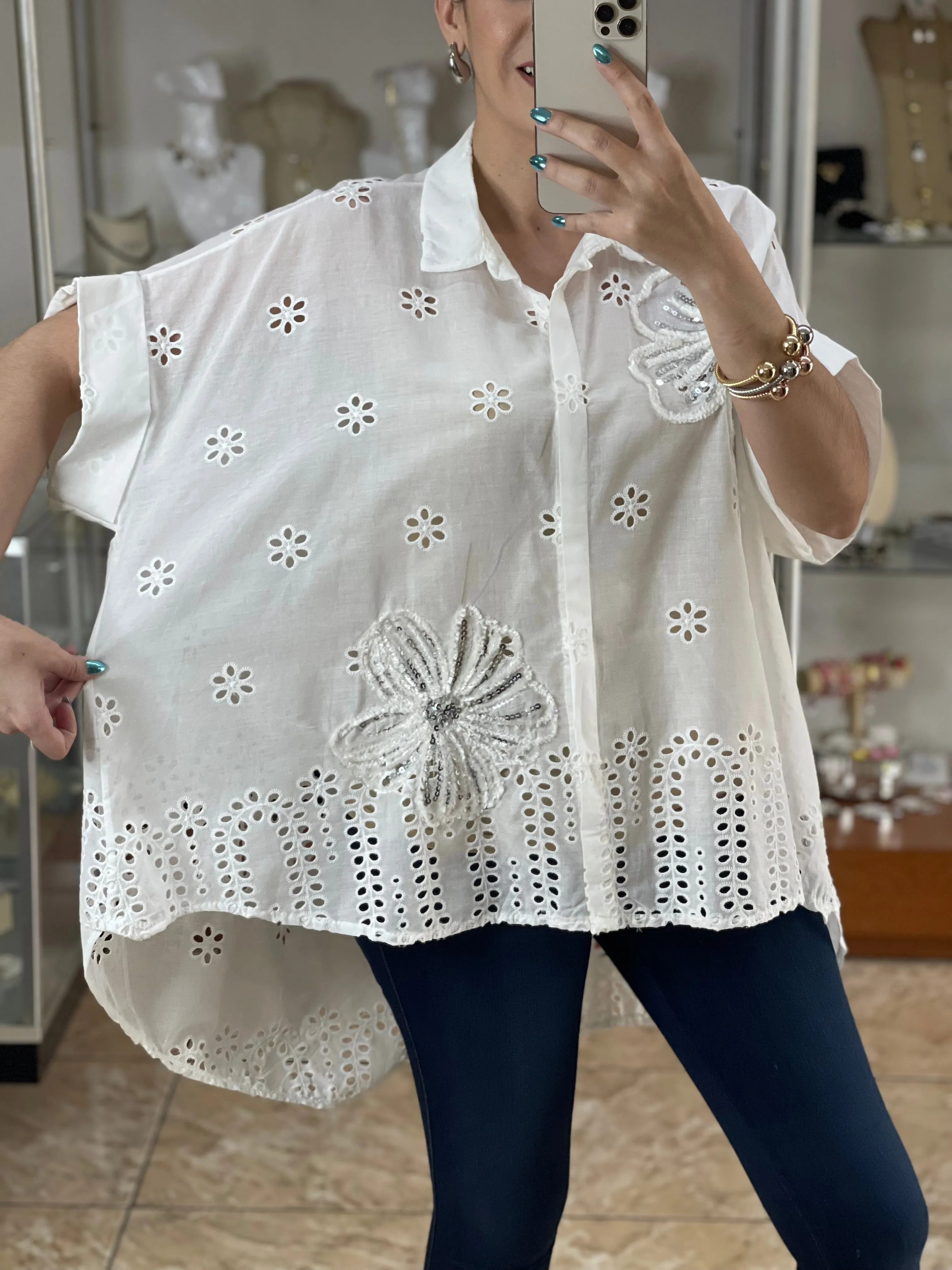 Floral Sequins Embroidered OS Top