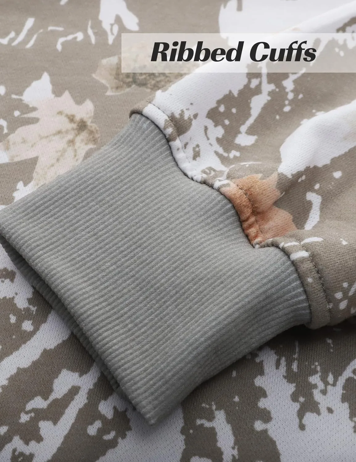 Flygo Mens Camo Sweatshirt Maple Leaf Print Crewneck Sweatshirts Oversized Casual Long Sleeve Fashion Pullover Top