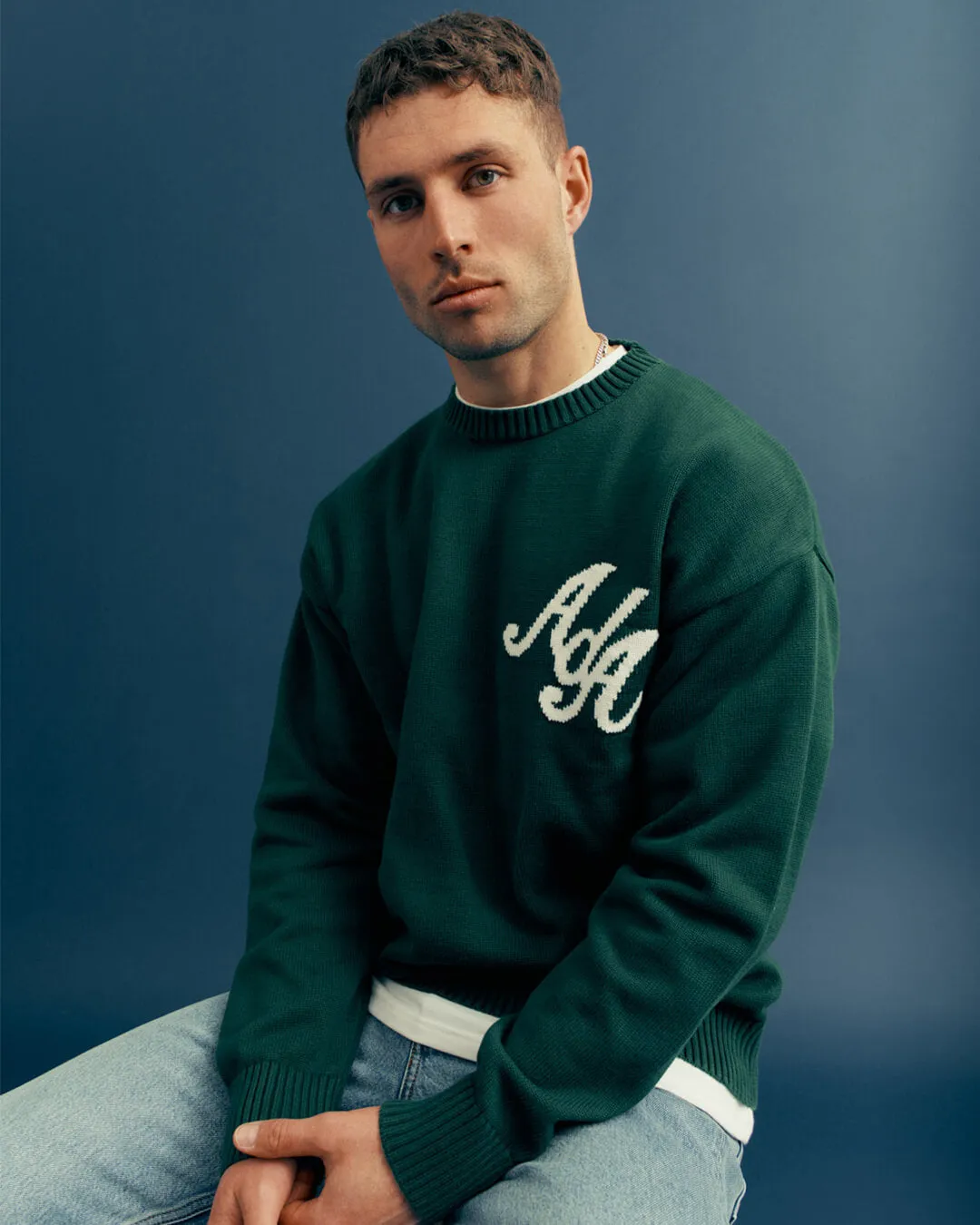 Forest Green AdA Knitted Crew