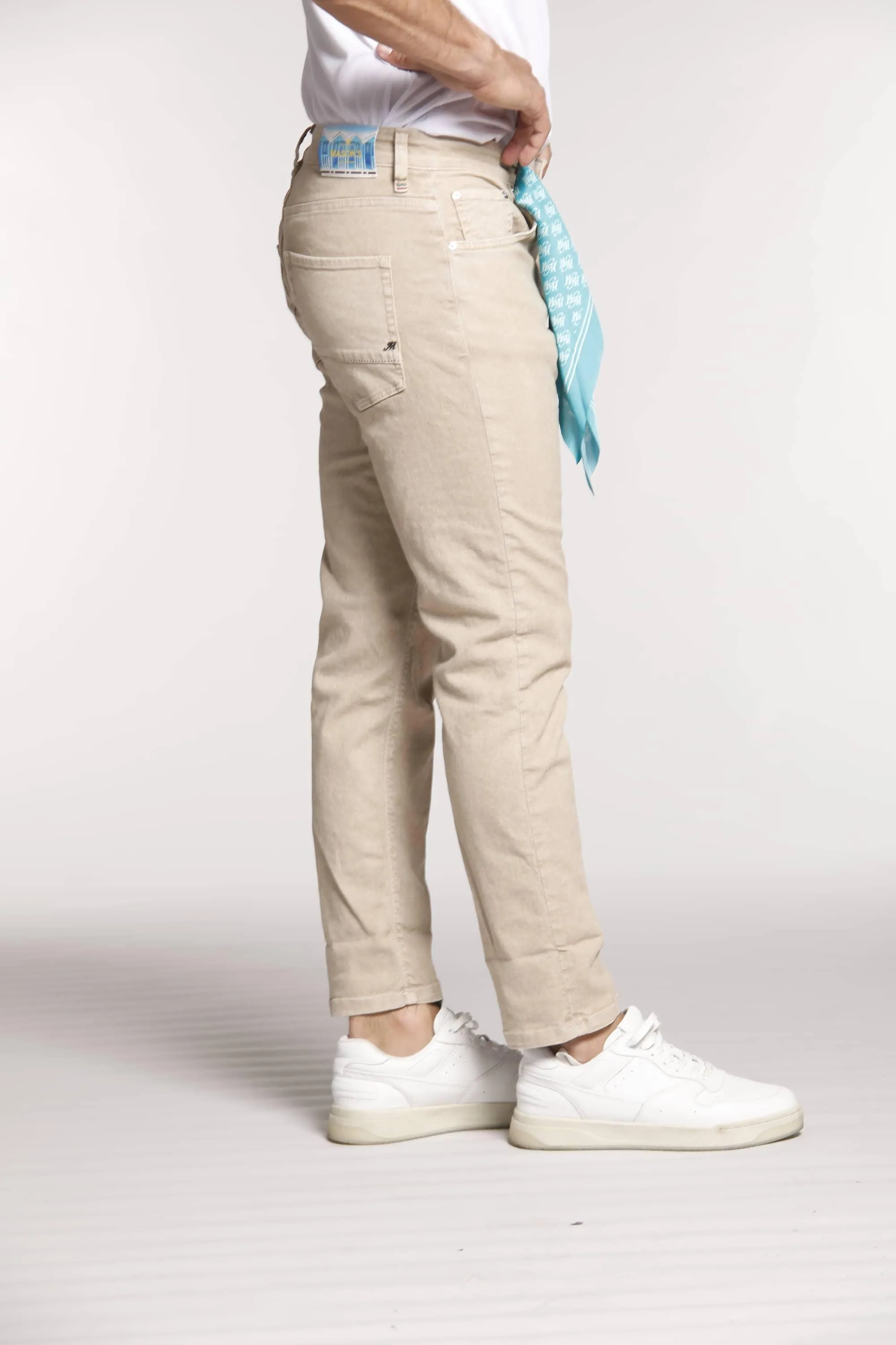 Forte 5 Tasche pantalone uomo in bull denim stretch carrot fit