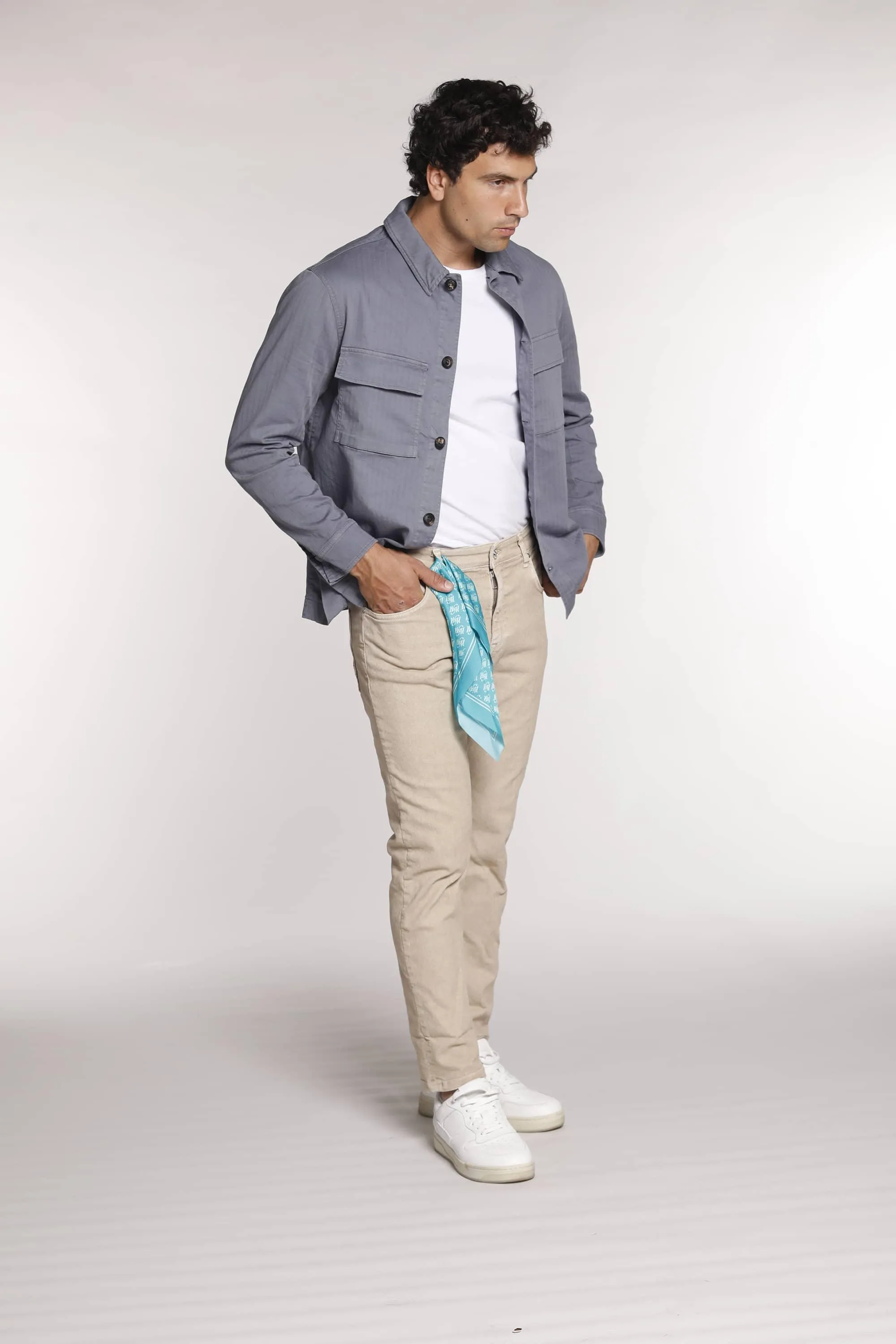 Forte 5 Tasche pantalone uomo in bull denim stretch carrot fit