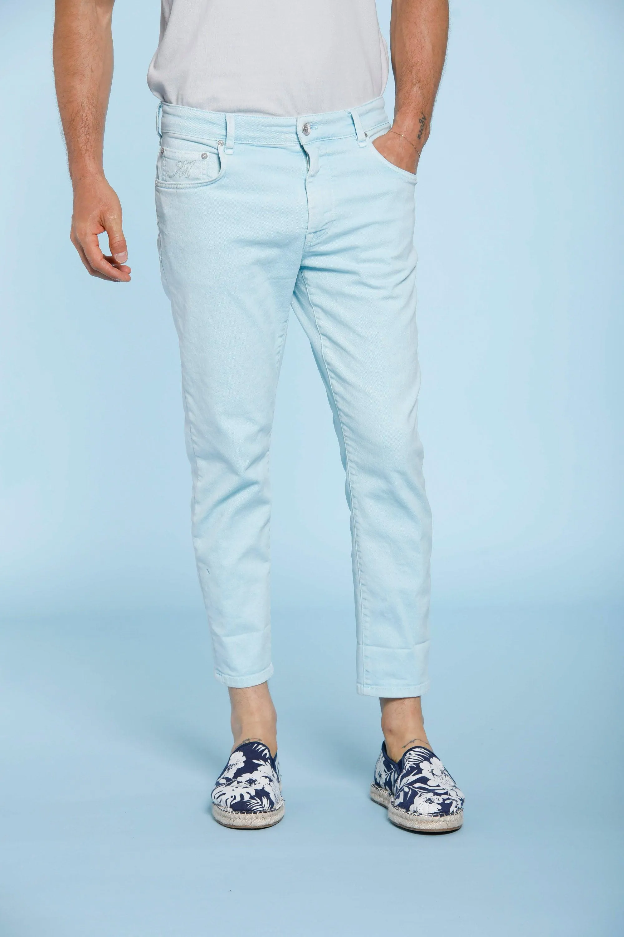 Forte 5 Tasche pantalone uomo in bull denim stretch carrot fit