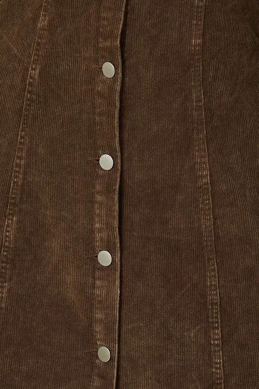 GALADRIEL LONG SLEEVE CORDUROY UTILITY DRESS